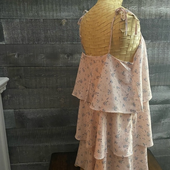 Sugarlips Pink floral tiered garden party vacation Dress - Picture 12 of 13